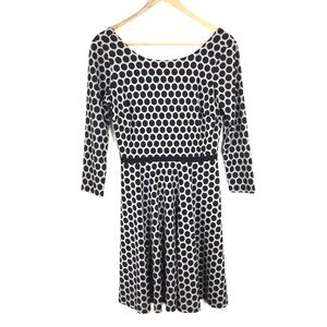 Oleg Cassini Dress Polka Dots Black Tan Size 2